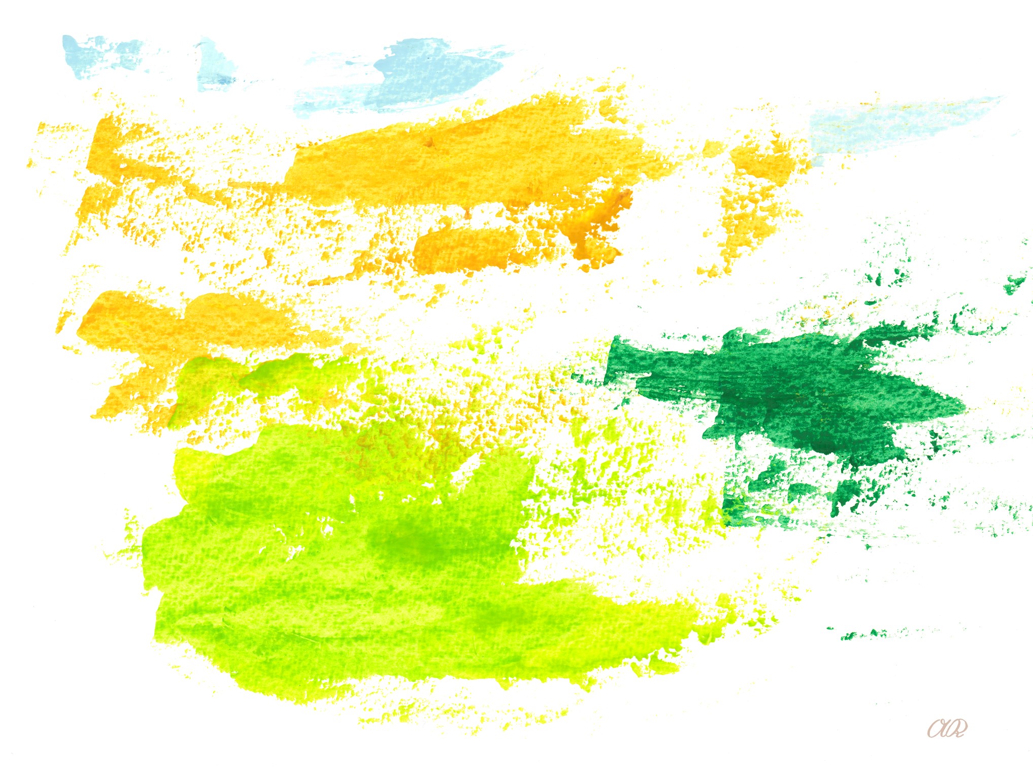 Farbstudie Blau-, Gelb- und Grüntöne aus dem Bild "Werrablick"