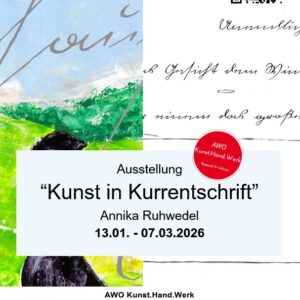 Flyer zur Ausstellung _Kunst in Kurrentschrift_in der Brot-Galerie