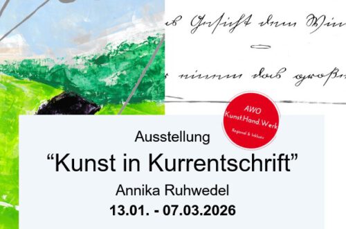 Flyer zur Ausstellung _Kunst in Kurrentschrift_in der Brot-Galerie