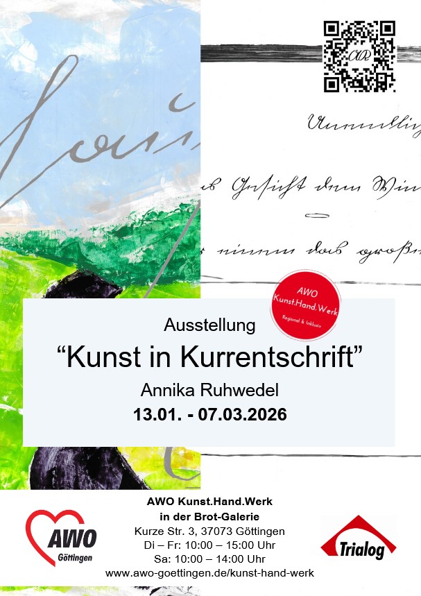 Flyer zur Ausstellung _Kunst in Kurrentschrift_in der Brot-Galerie